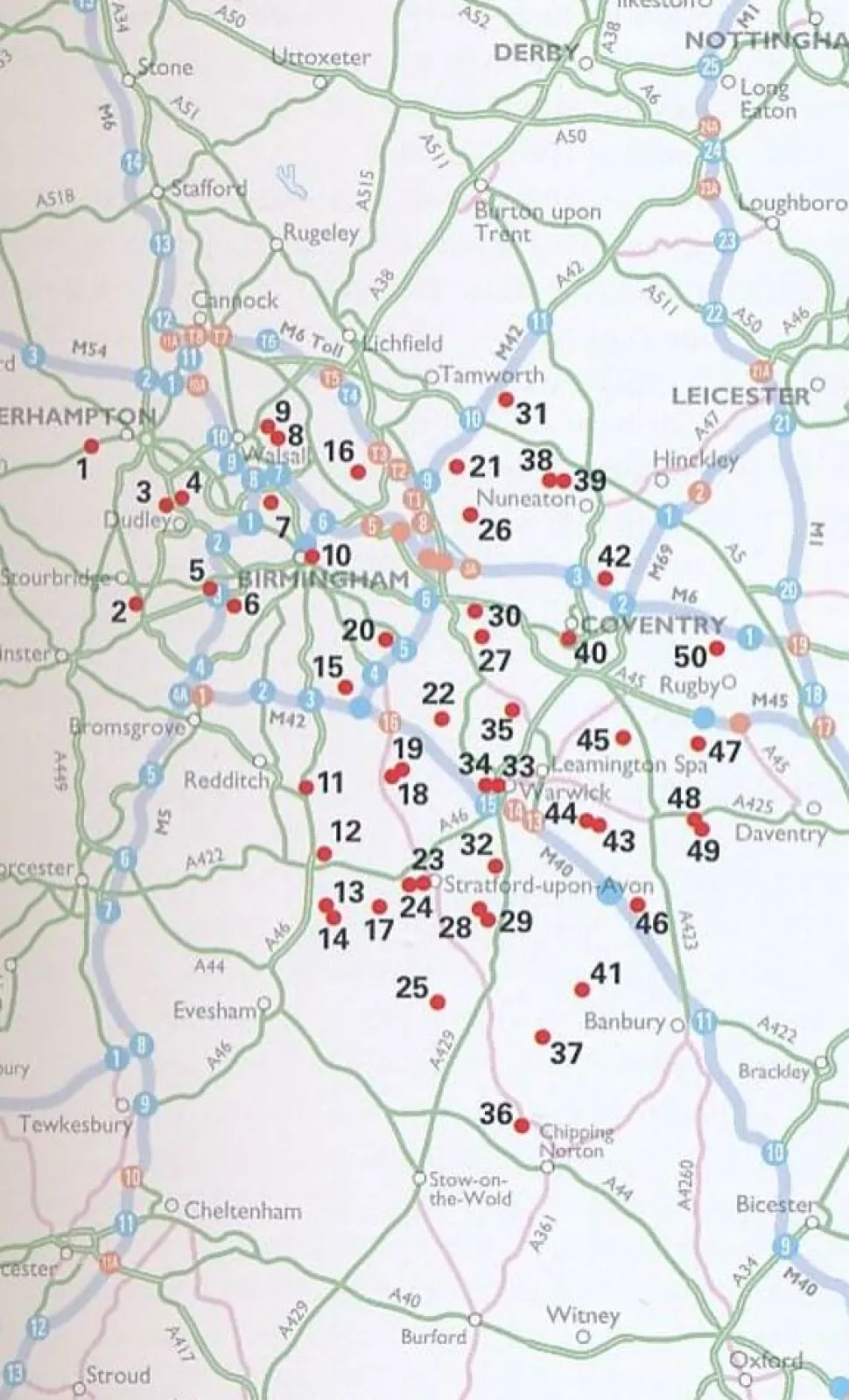 AA Publishing 50 Walks in Warwickshire & the West Midlands