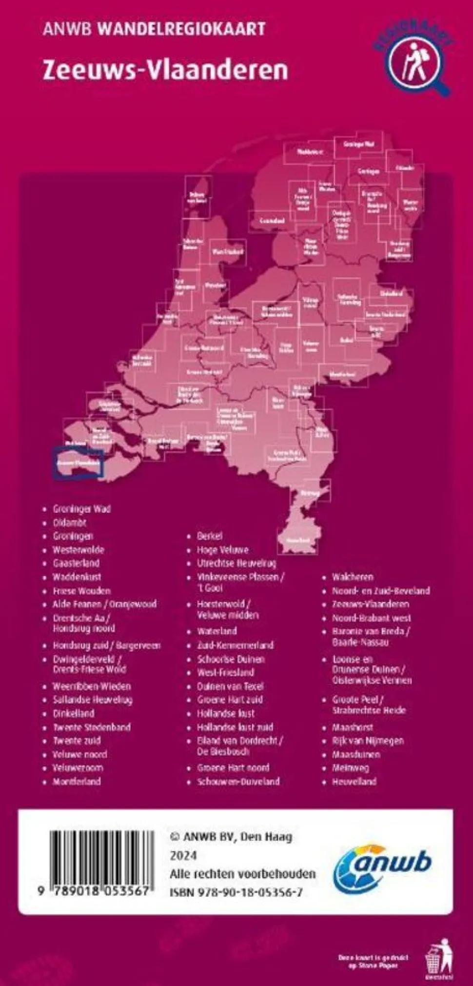 ANWB Wandelregiokaart Zeeuws-Vlaanderen