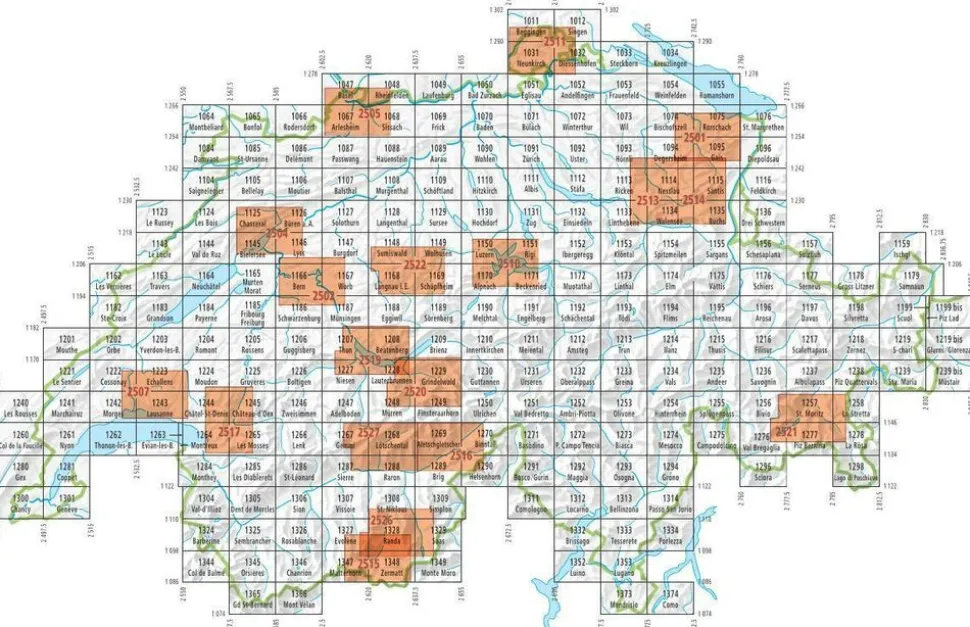 Bundesamt - Swisstopo Topografische kaart 1196 Arosa