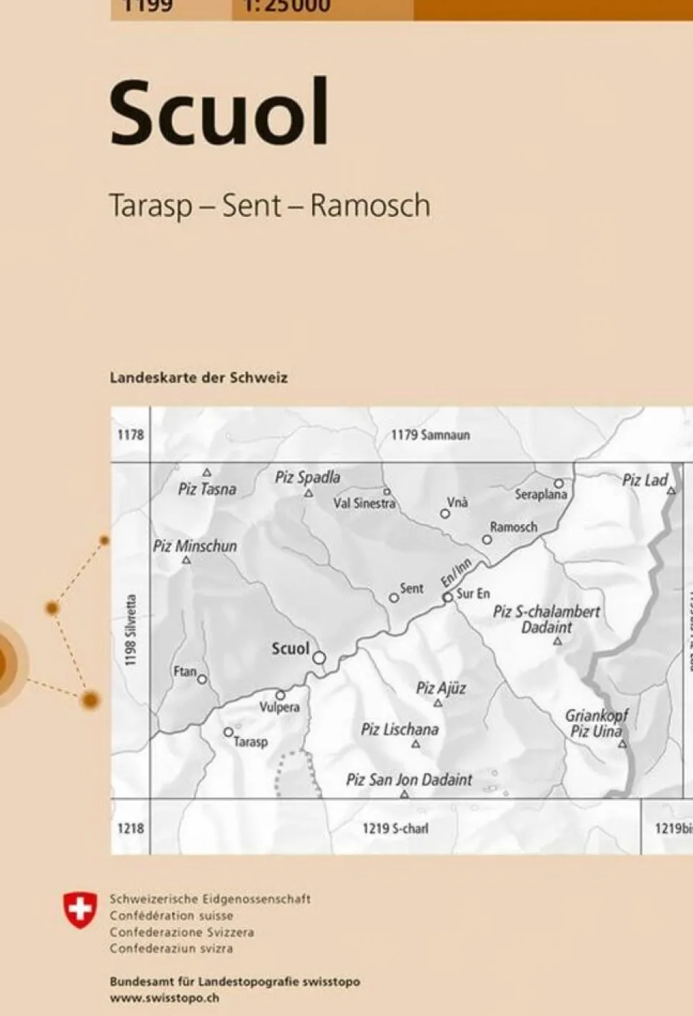 Bundesamt - Swisstopo Topografische kaart 1199 Scuol