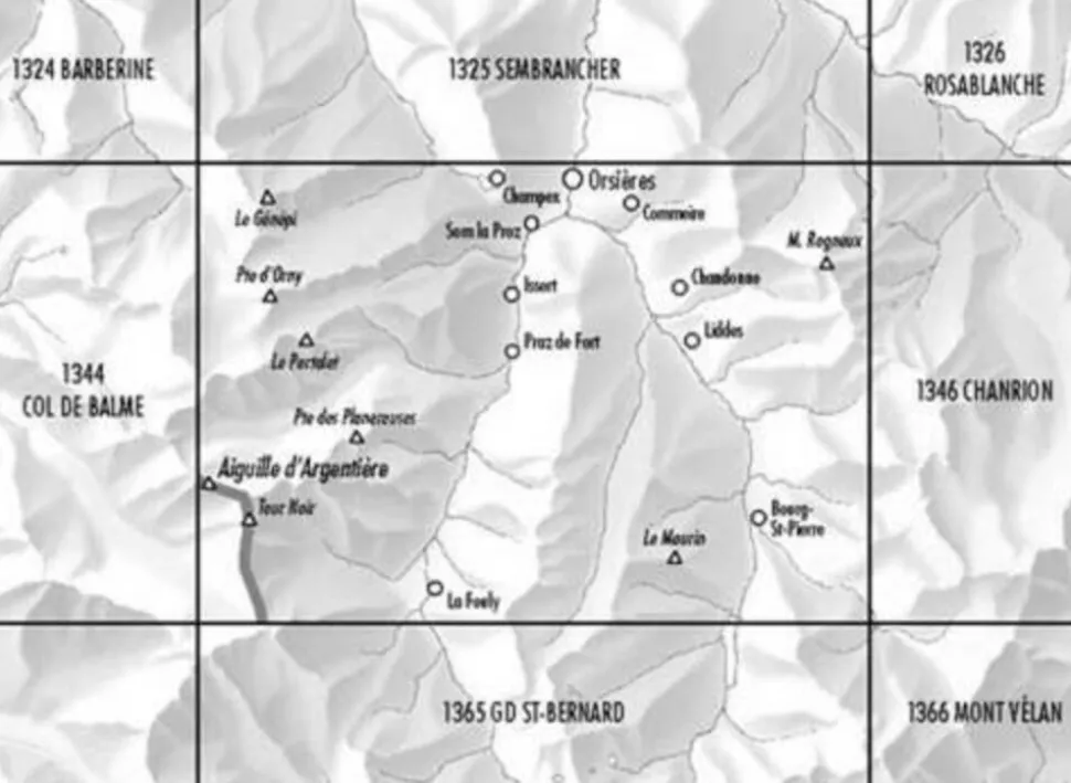 Bundesamt - Swisstopo Topografische kaart 1345 Orsières