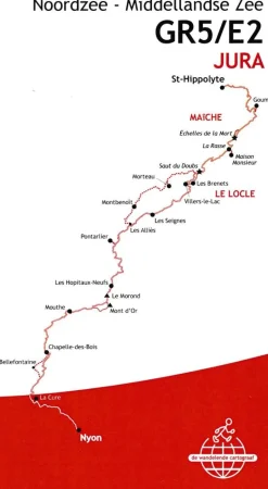 De Wandelende Cartograaf Wandelgids 8 GR5/E2 Jura St-Hippolyte - Nyon