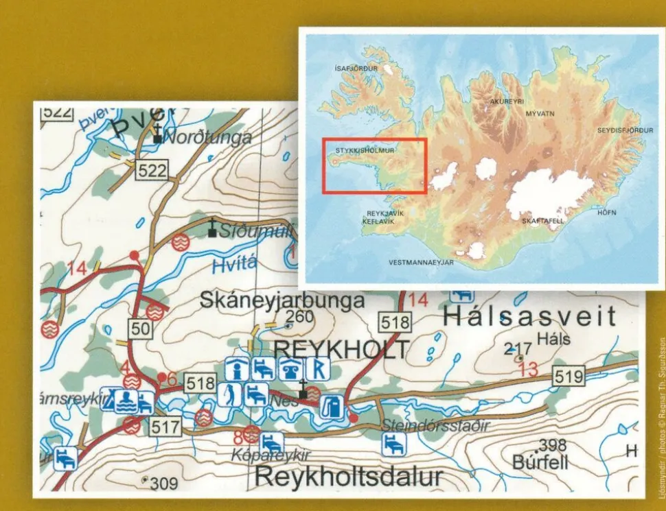 Ferdakort maps ijsland Wegenkaart S22 Snaefellsnes