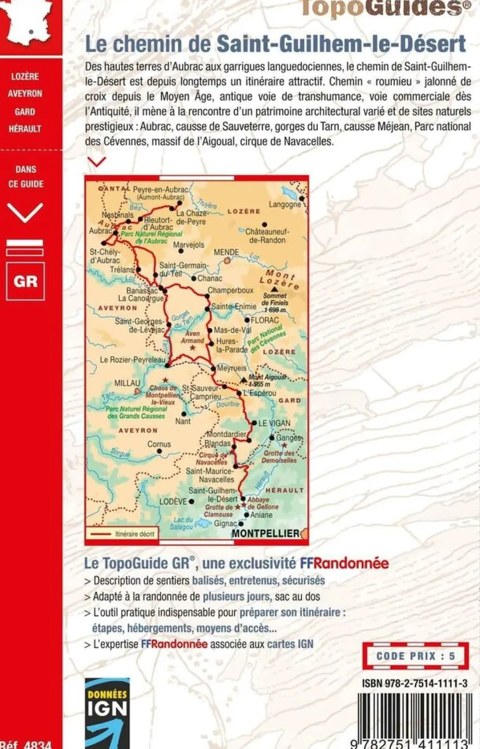 FF randonneee Wandelgids 4834 Le Chemin de St Guilem-le-Désert