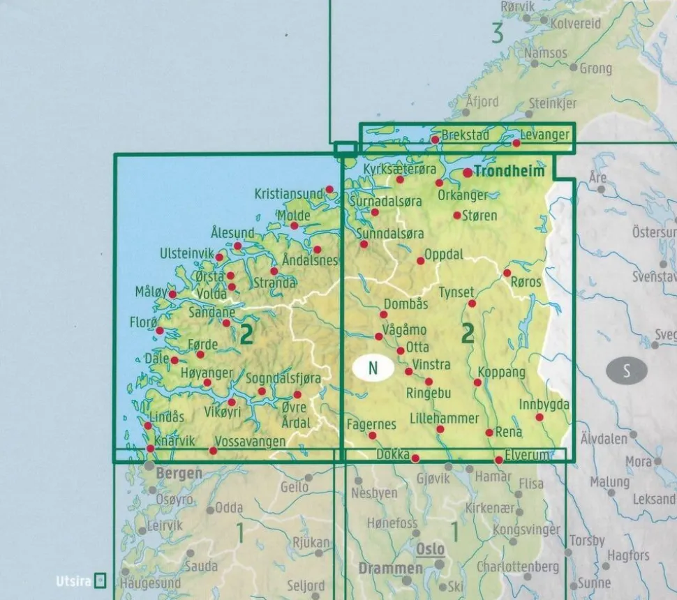 Freytag & Berndt Wegenkaart Noorwegen Midden 2 Trondheim