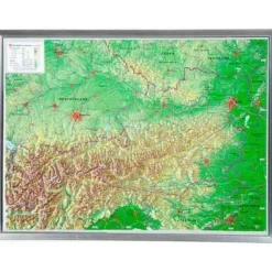 Georelief Maps Reliëfkaart Oostenrijk Groot met aluminium lijst
