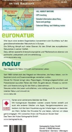 Huber Verlag Natuur & wandelkaart Shkodermeer