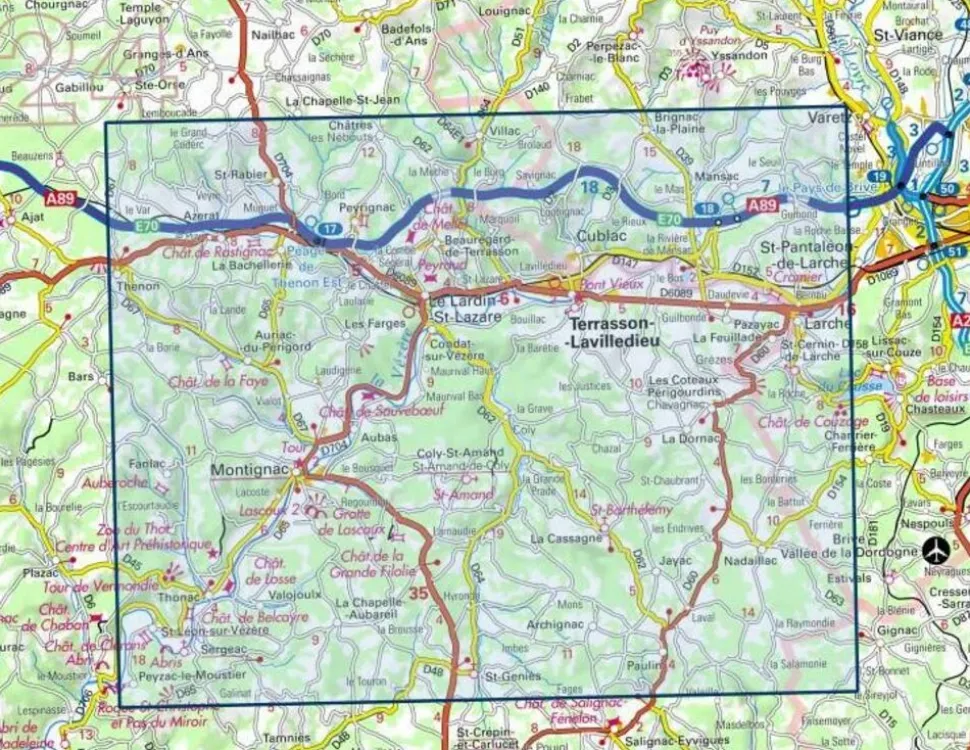 IGN Topografische kaart 2035SB Terrasson-Lavilledieu