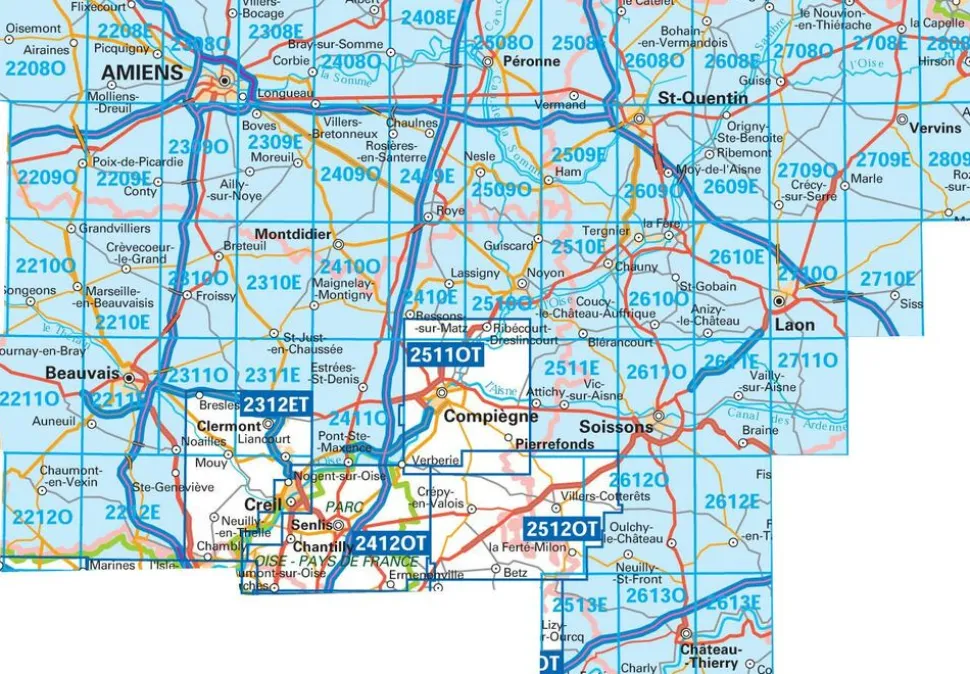 IGN Topografische kaart 2710SB Laon - Sissonne