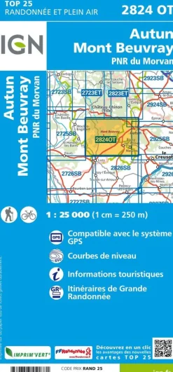 IGN Wandelkaart Autun Mont Beuvray 2824 OT