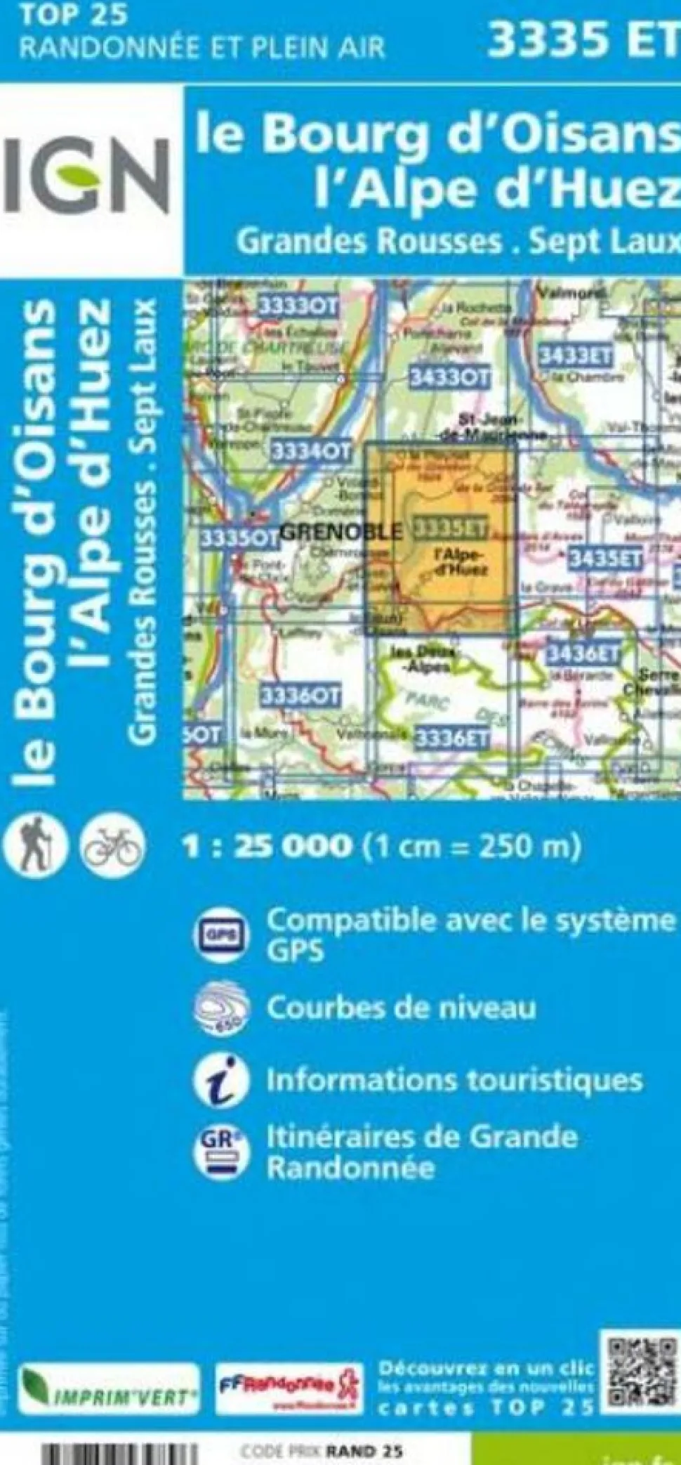 IGN Wandelkaart 3335et Bourg d'Oisans - Alpe d'Huez