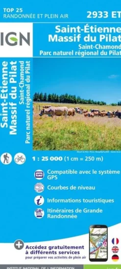 IGN Wandelkaart 2933et Massif du Pilat