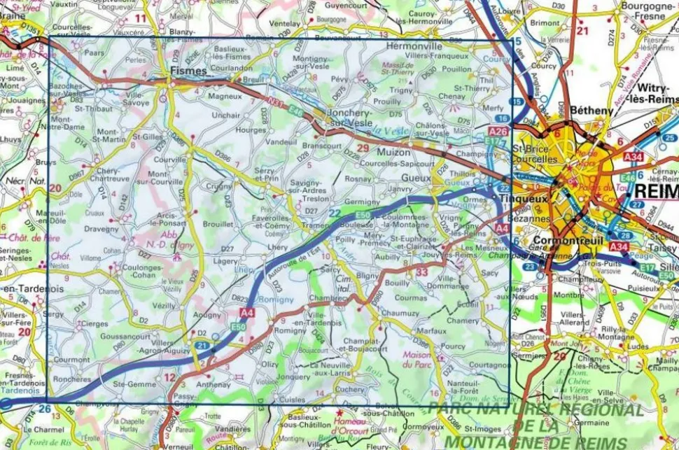 IGN Wandelkaart Fismes/Gueux 2712 1:25.000