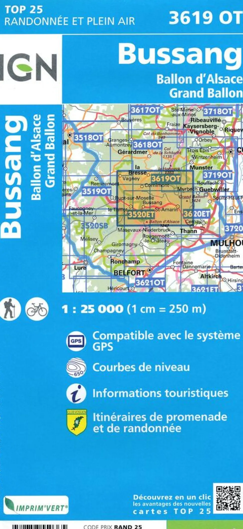 IGN Wandelkaart 3619ot Bussang La Bresse