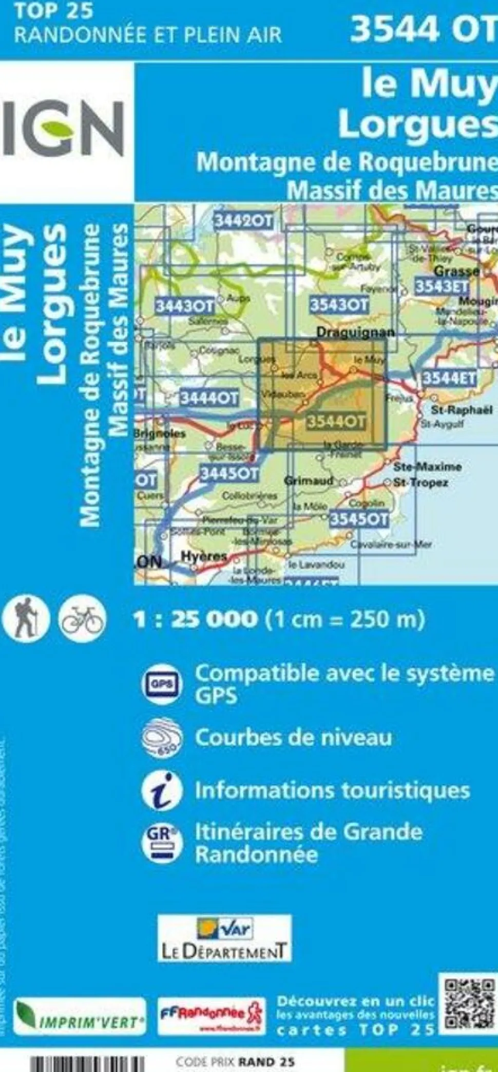 IGN Wandelkaart 3544ot Le Muy - Lorgues