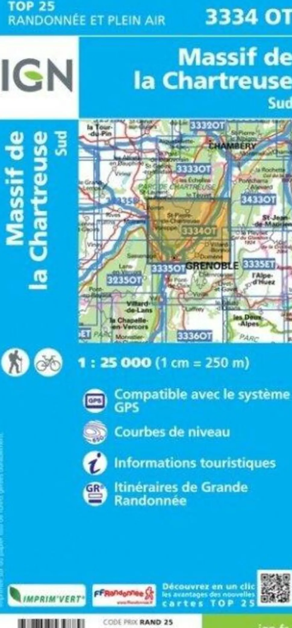 IGN Wandelkaart 3334ot Massif Chartreuse Sud