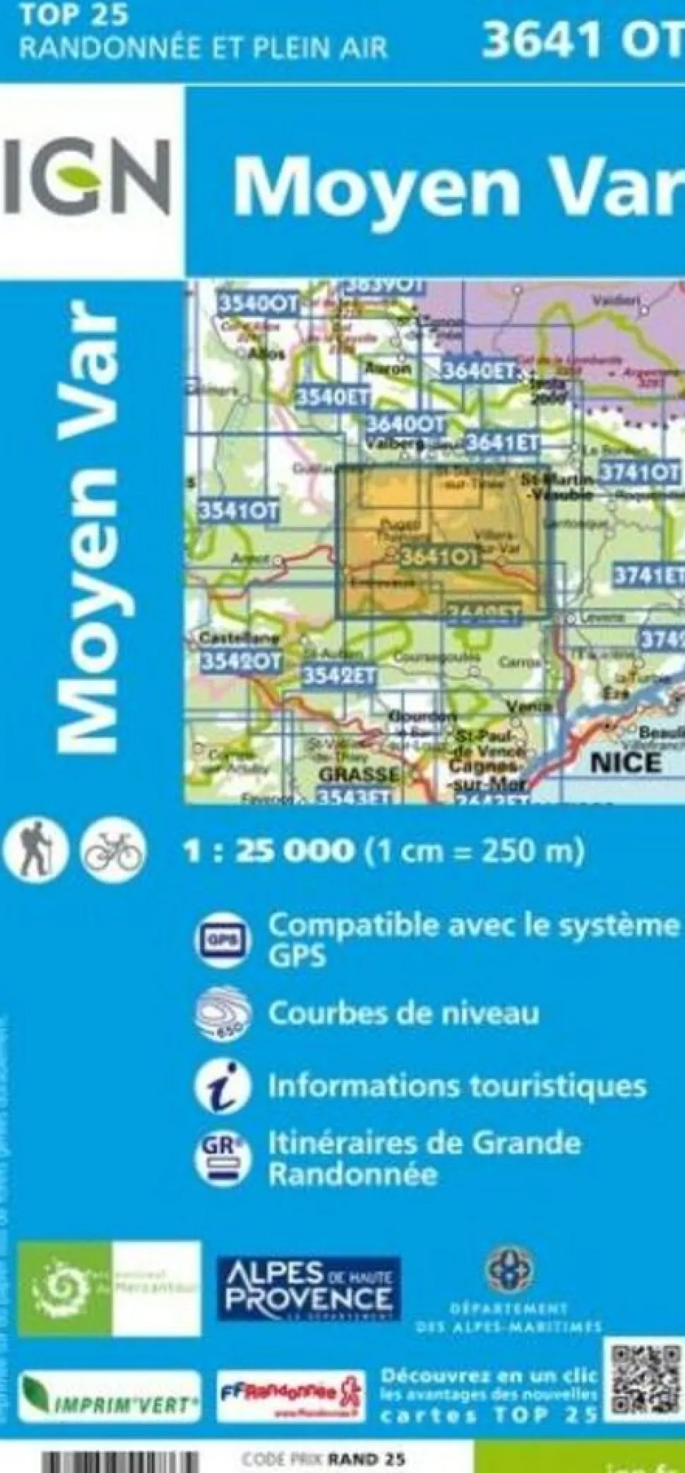 IGN Wandelkaart 3641ot Moyen Var