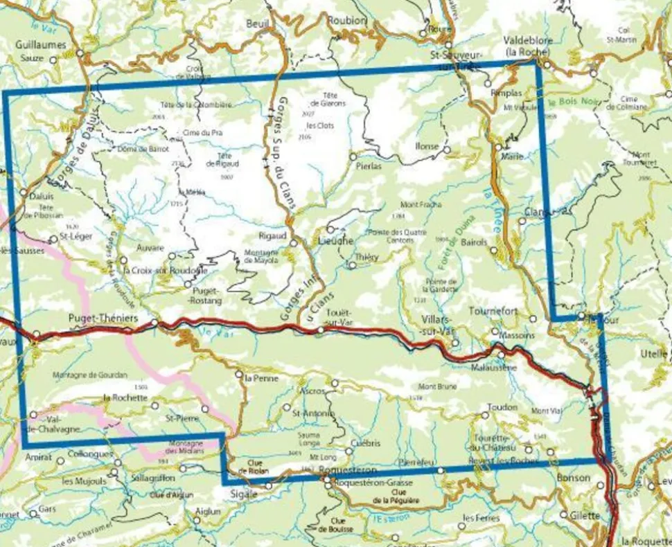 IGN Wandelkaart 3641ot Moyen Var