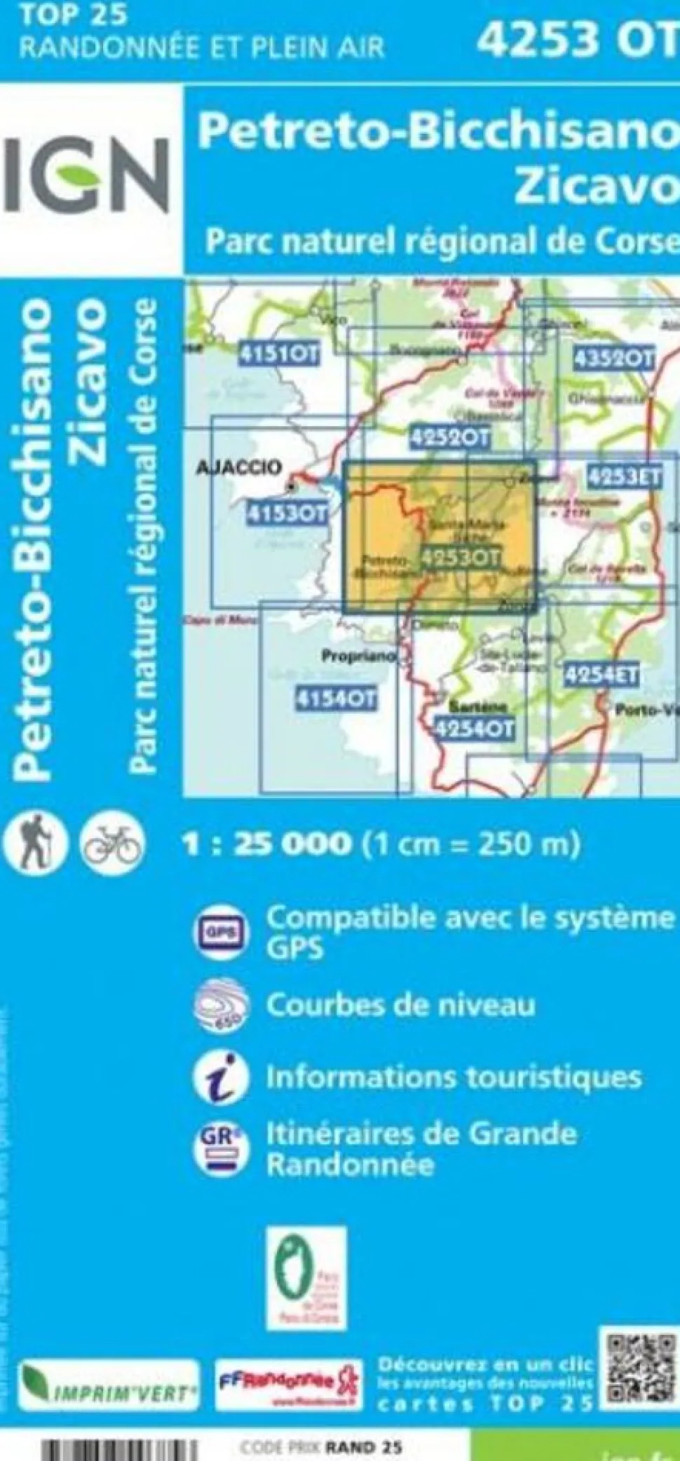 IGN Wandelkaart 4253ot Petreto-Bicchisano