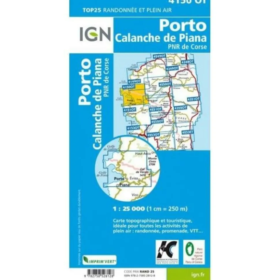 IGN Wandelkaart 4150ot Porto - Calanche de Piana