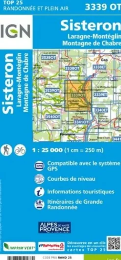 IGN Wandelkaart 3339ot Sisteron - Laragne-Montéglin