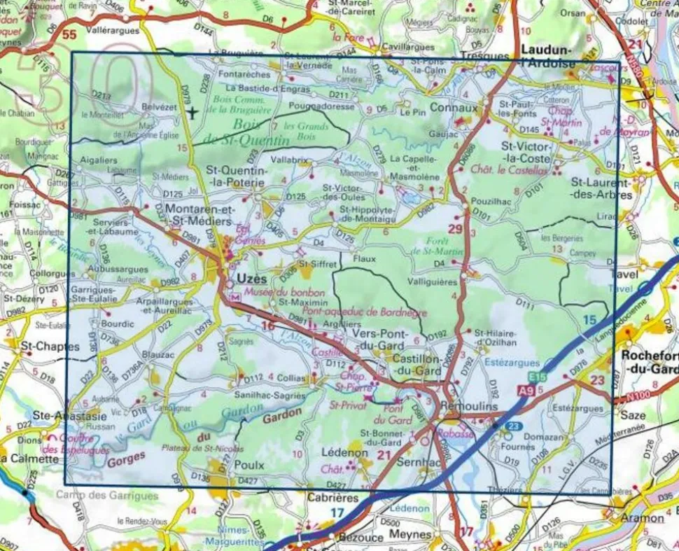 IGN Wandelkaart 2941ot Uzès