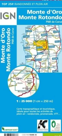IGN Wandelkaart 4251OTR Monte d'Oro & Monte Rotondo