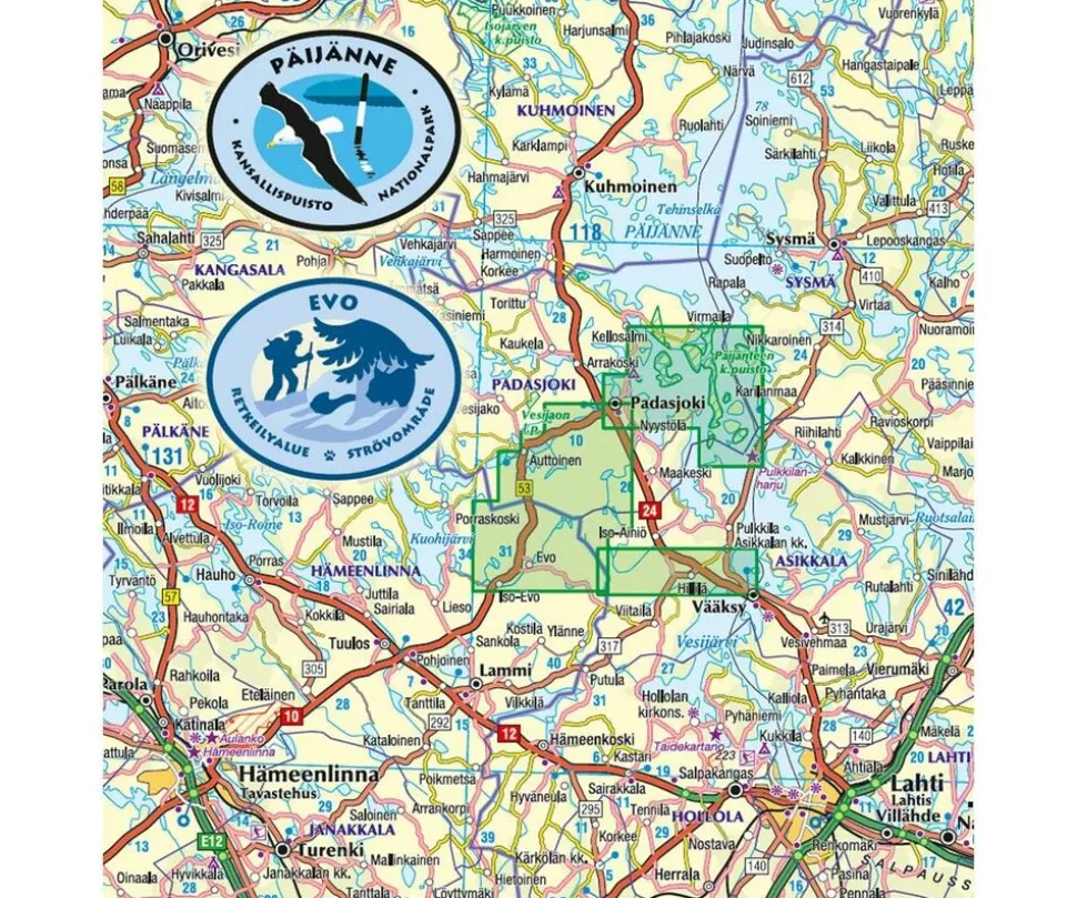 Karttakeskus FInland Wandelkaart Evo Päijänne Ilvesvaellus