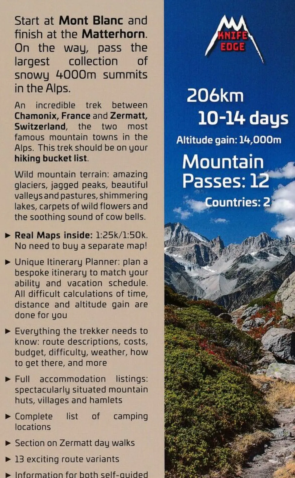 Knife Edge Wandelgids Walker's Haute Route Chamonix - Zermatt