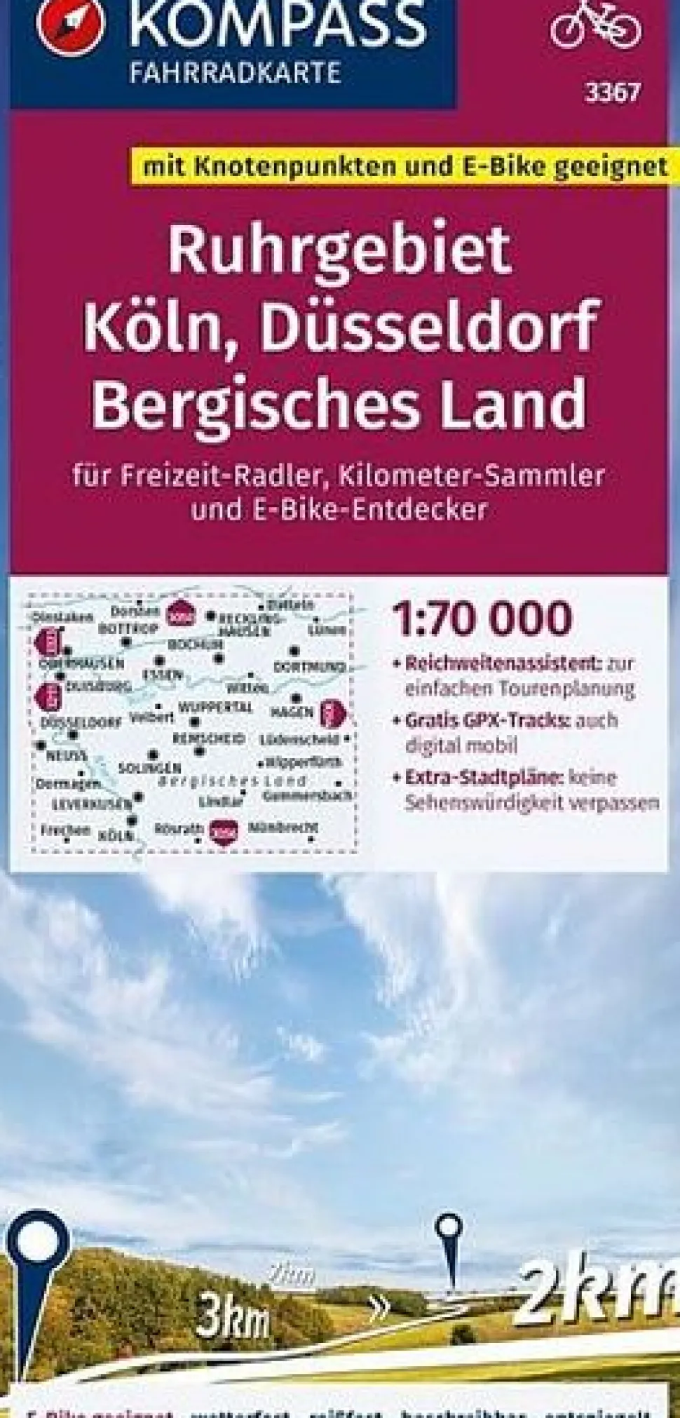 Kompass Fietskaart 3367 Ruhrgebiet, Bergisches Land