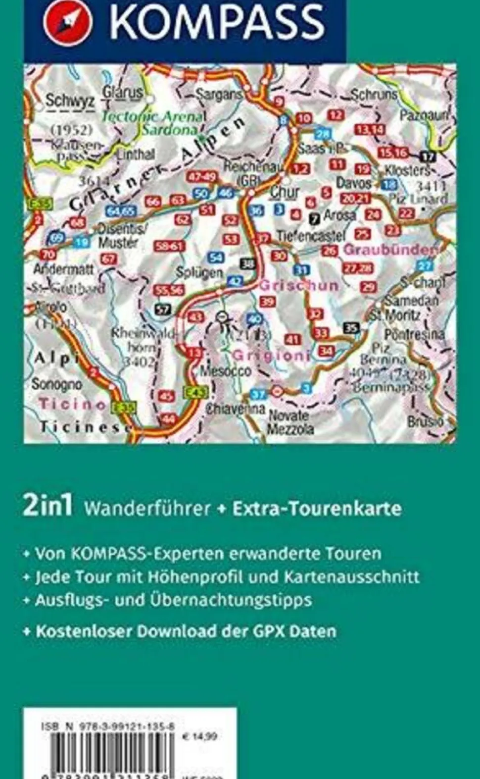 Kompass Wandelgids 5922 Graubunden Nord