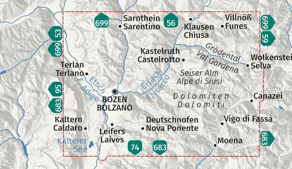 Kompass Wandelkaart 54 Bozen/Bolzano und...