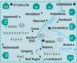 Kompass Wandelkaart 21 Liechtenstein, Feldkirch