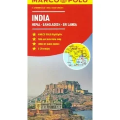 Marco Polo Wegenkaart India, Nepal, Bhutan, Sri Lanka
