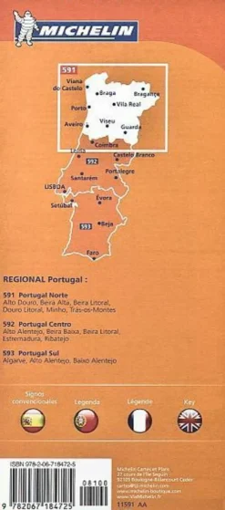 Michelin Wegenkaart 591 Noord-Portugal