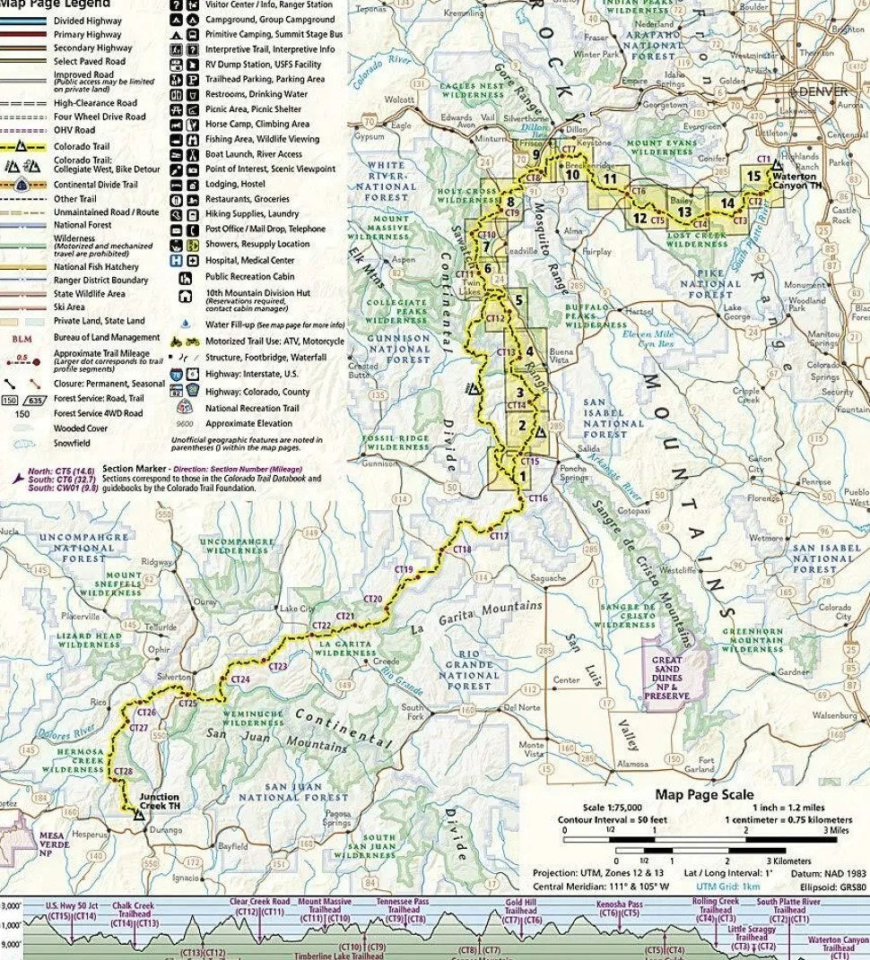 National Geographic Wandelkaart Colorado Trail Noord - Monarch to Denver