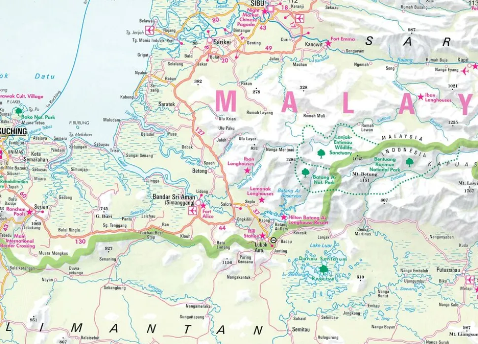Nelles Wegenkaart Maleisië Oost Sarawak