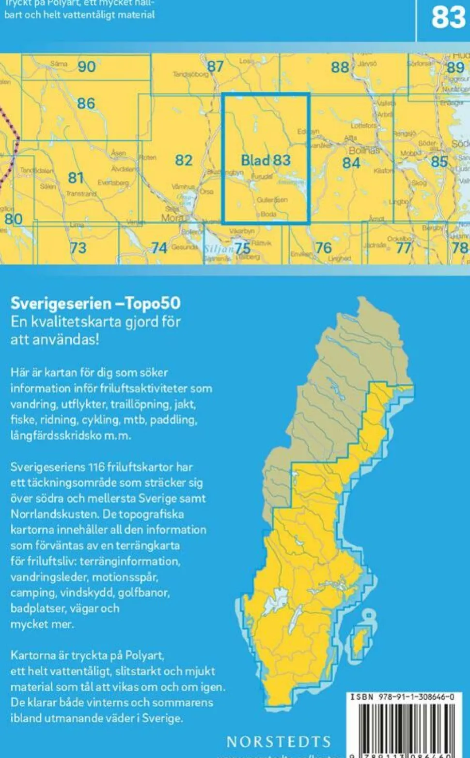 Norstedts Zweden Topografische wandelkaart 83 Furudal