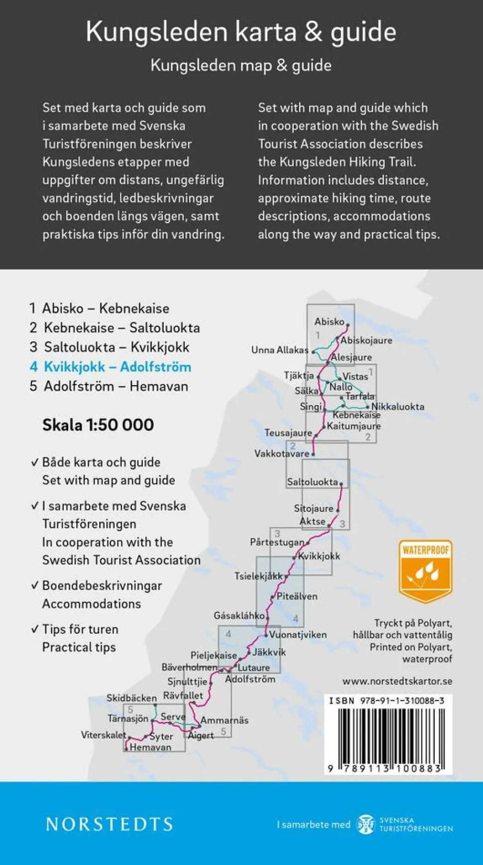 Norstedts Zweden Wandelkaart Kungsleden 4 - Kvikkjokk - Adolfström
