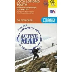 Ordnance Survey Loch lomond soth/Dumbarton active 038 1/25