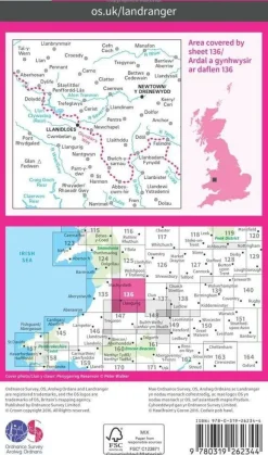 Ordnance Survey Wandelkaart 136 Newtown - Llanidloes