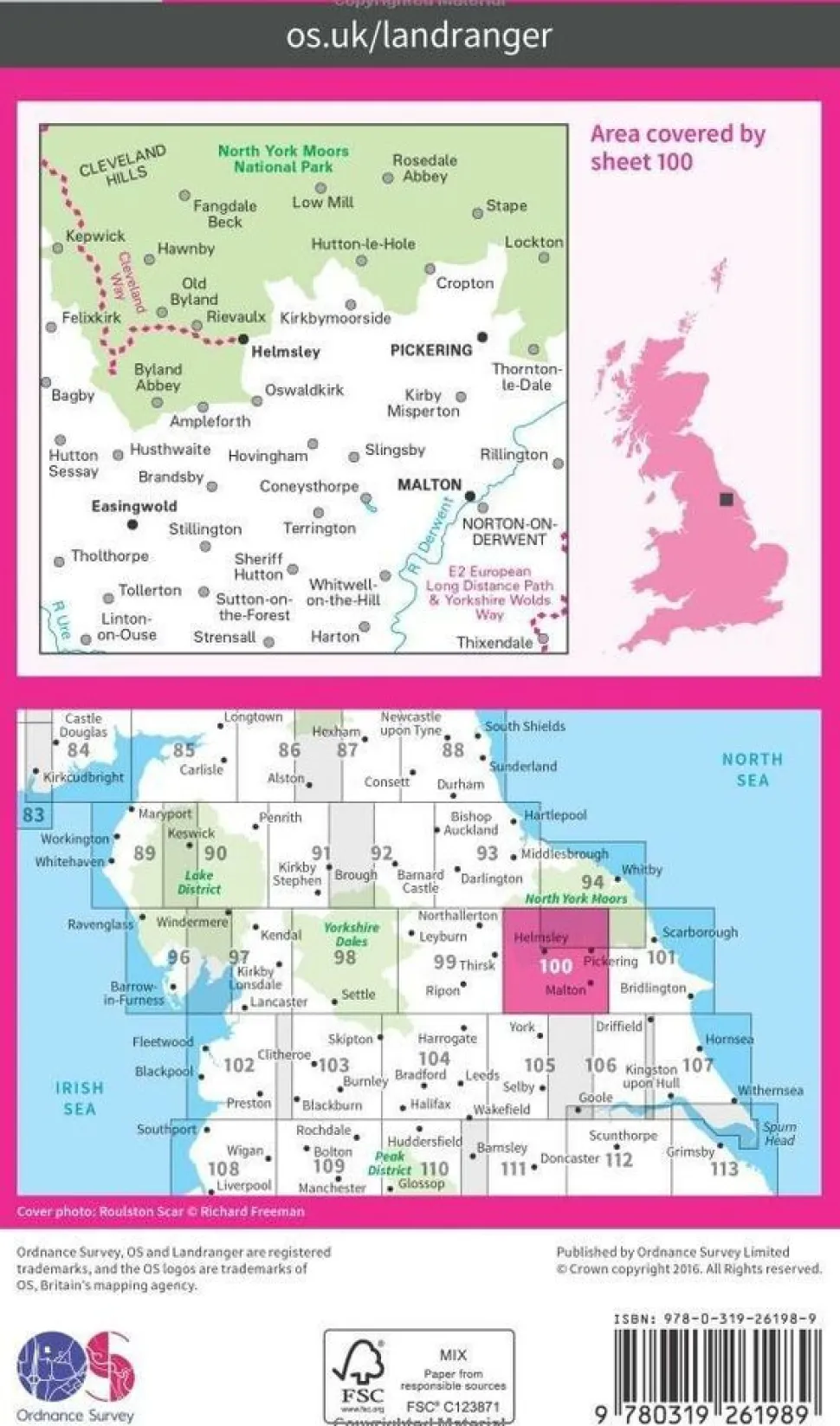 Ordnance Survey Wandelkaart 100 Malton & Pickering