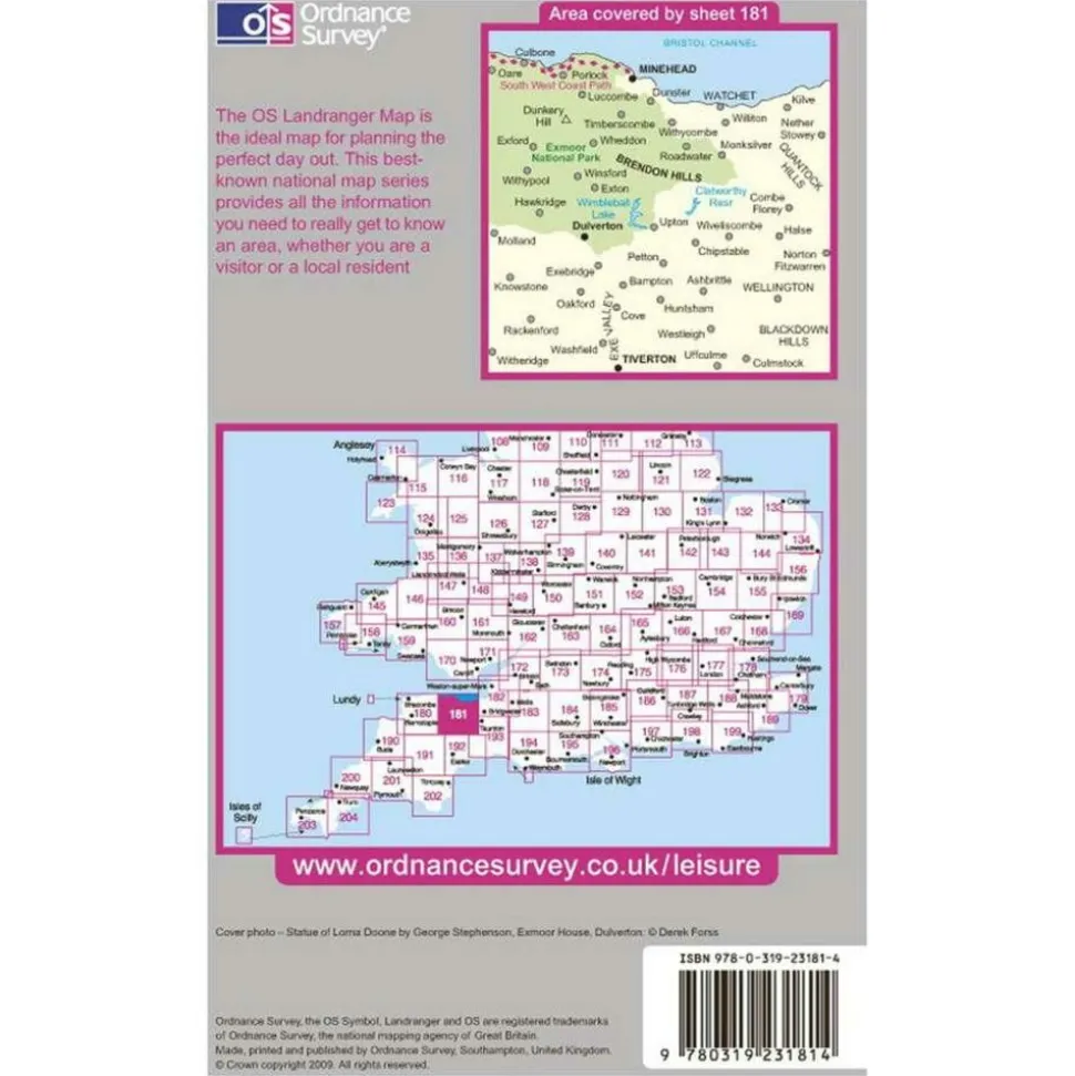 Ordnance Survey Wandelkaart 181 Minehead & Brendon Hills
