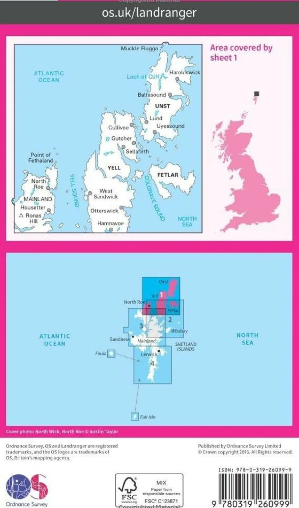 Ordnance Survey Wandelkaart 001 Shetland