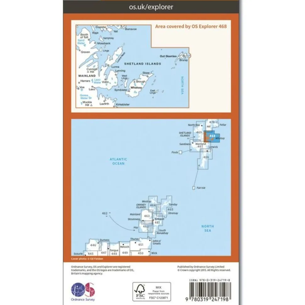 Ordnance Survey Wandelkaart Explorer OL468 Shetland Mainland North East
