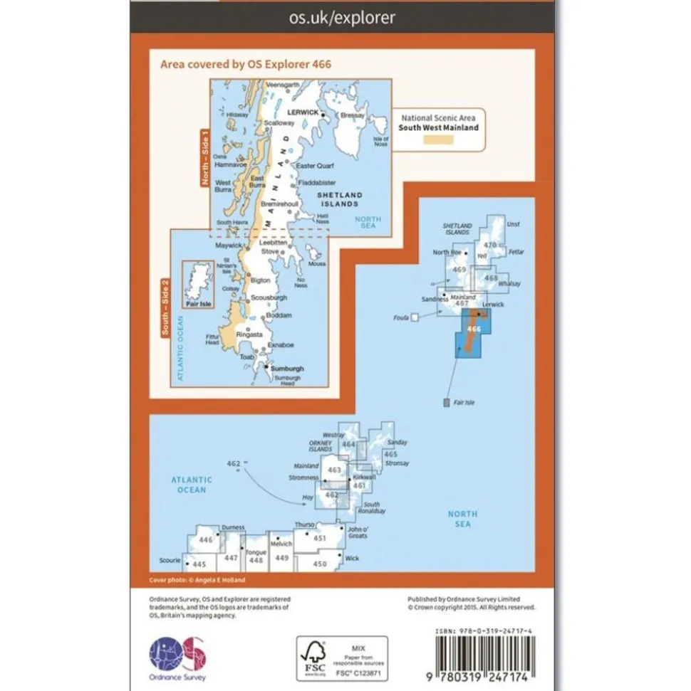 Ordnance Survey Wandelkaart Explorer OL466 Shetland Mainland South