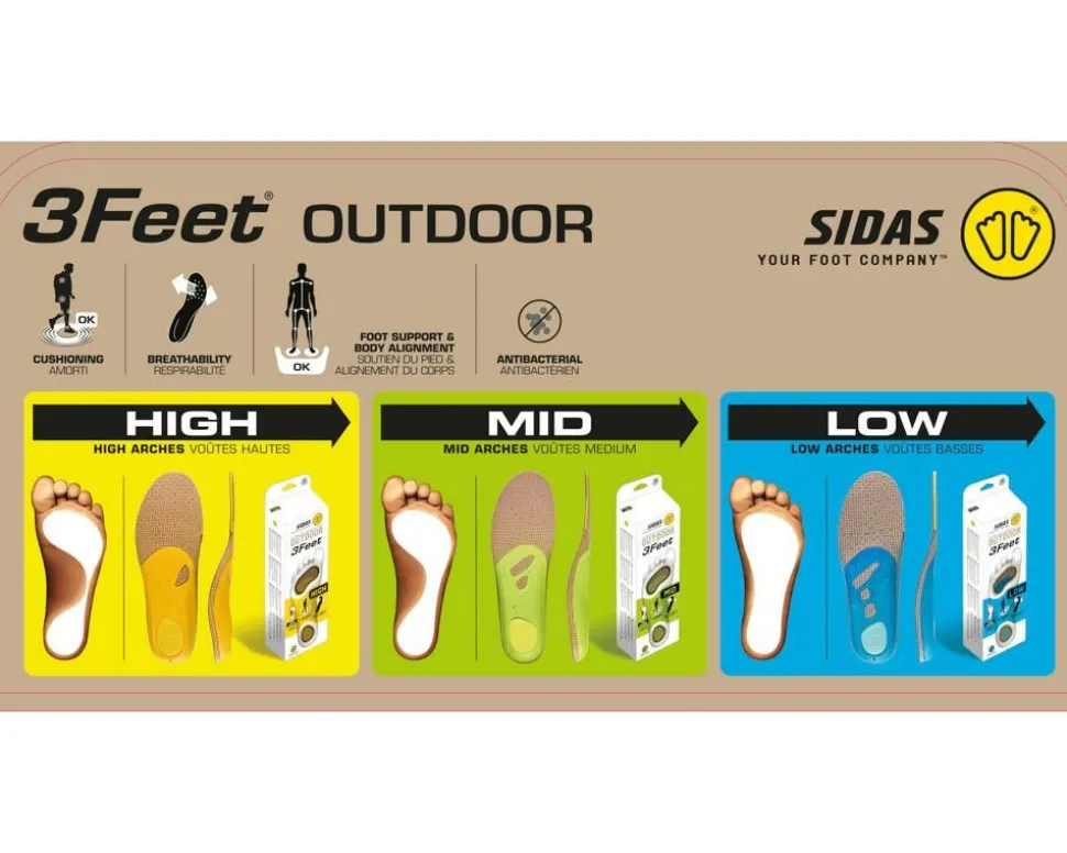 Sidas 3 Feet Merino Low Neutral - inlegzolen