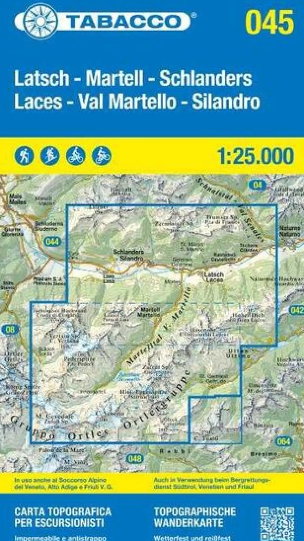 Tabacco Wandelkaart 045 Laces Val Martello