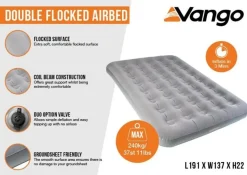 Vango Double flocked airbed nocturne grey