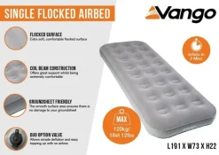 Vango Single flocked airbed nocturne grey
